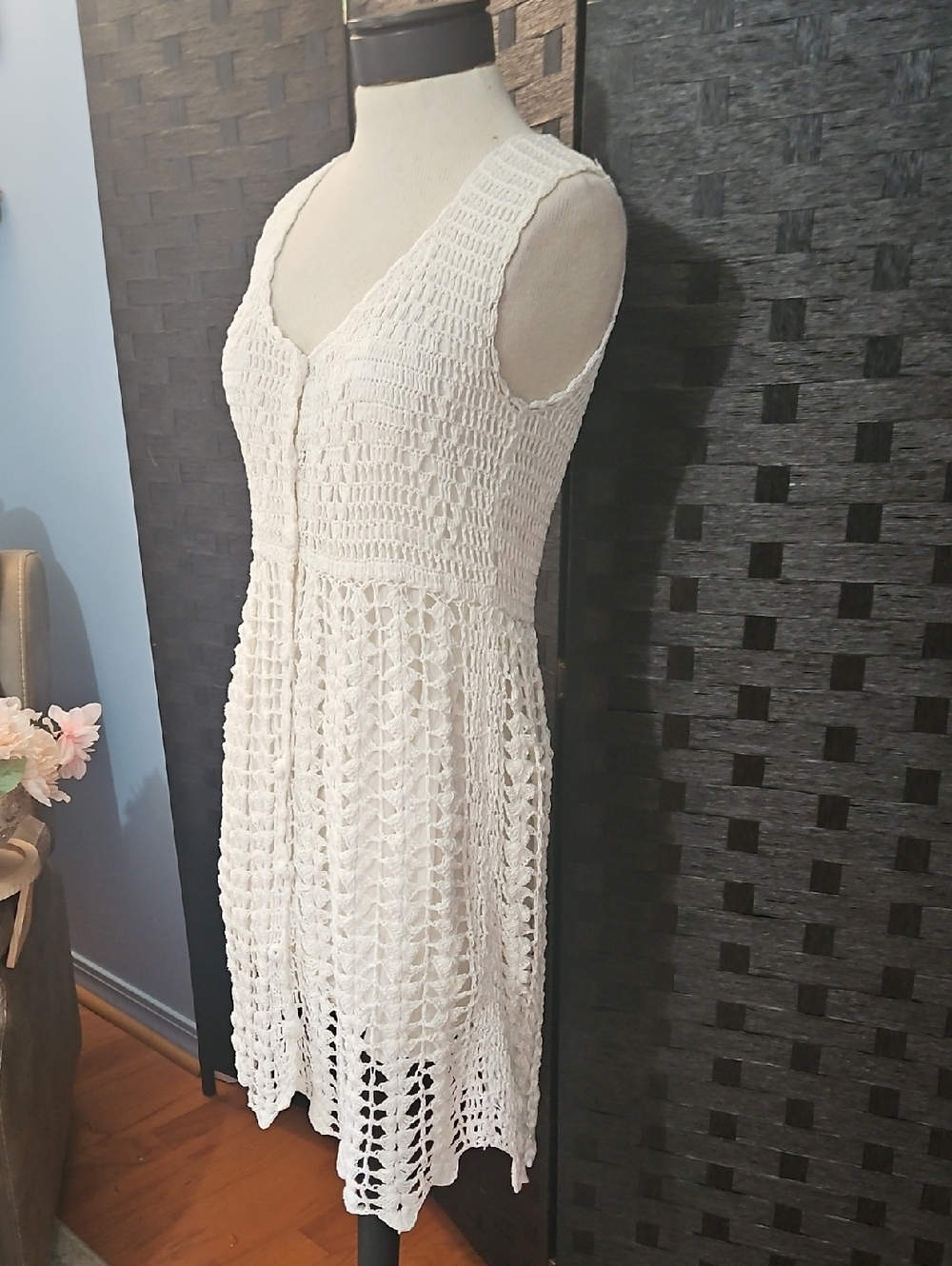 Sunny Blossom White Crochet Dress Small - Picture 4 of 12